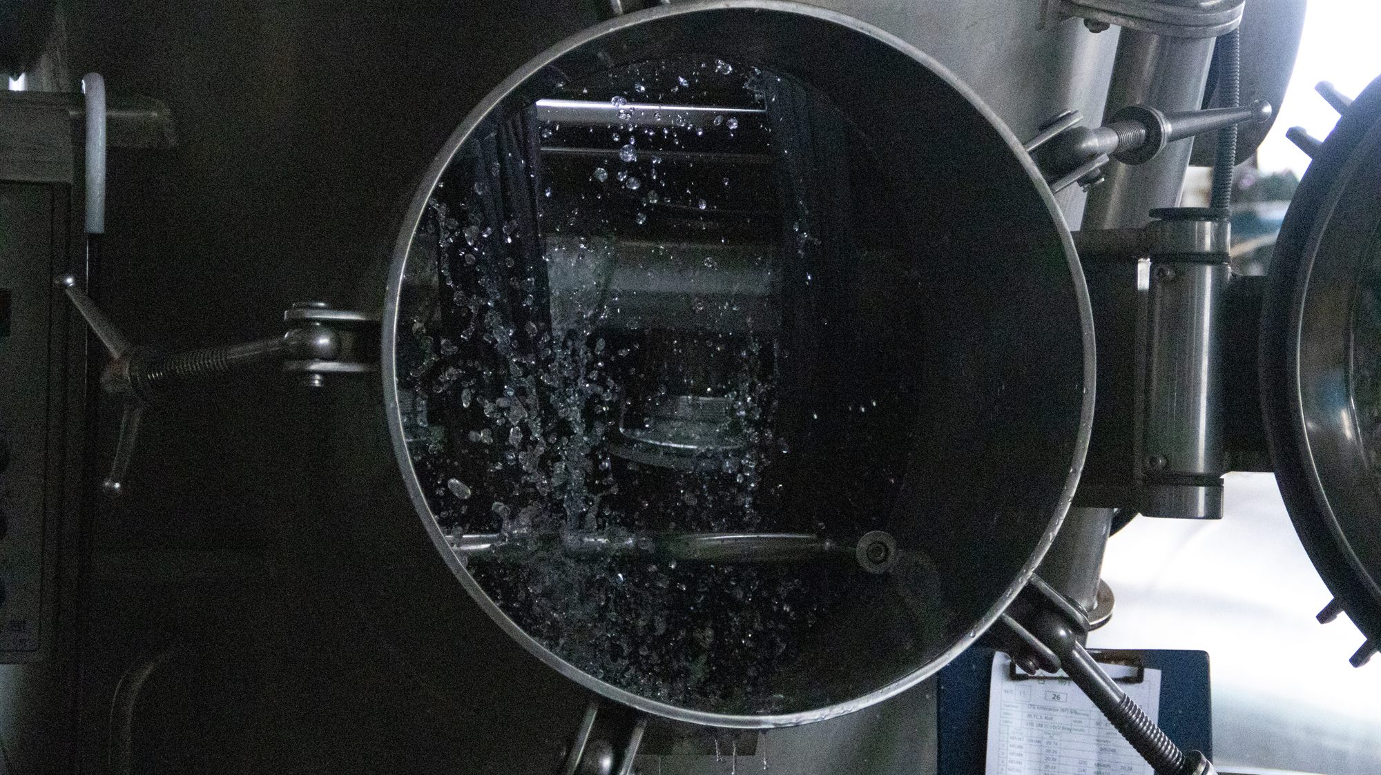 Dyeing machine in operation — controlled temperature and liquor ratio